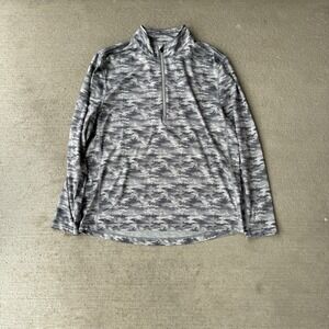 1764 Golf Performance 1/4 Zip Sweater Mens Medium Gray Camo Activewear Pullover